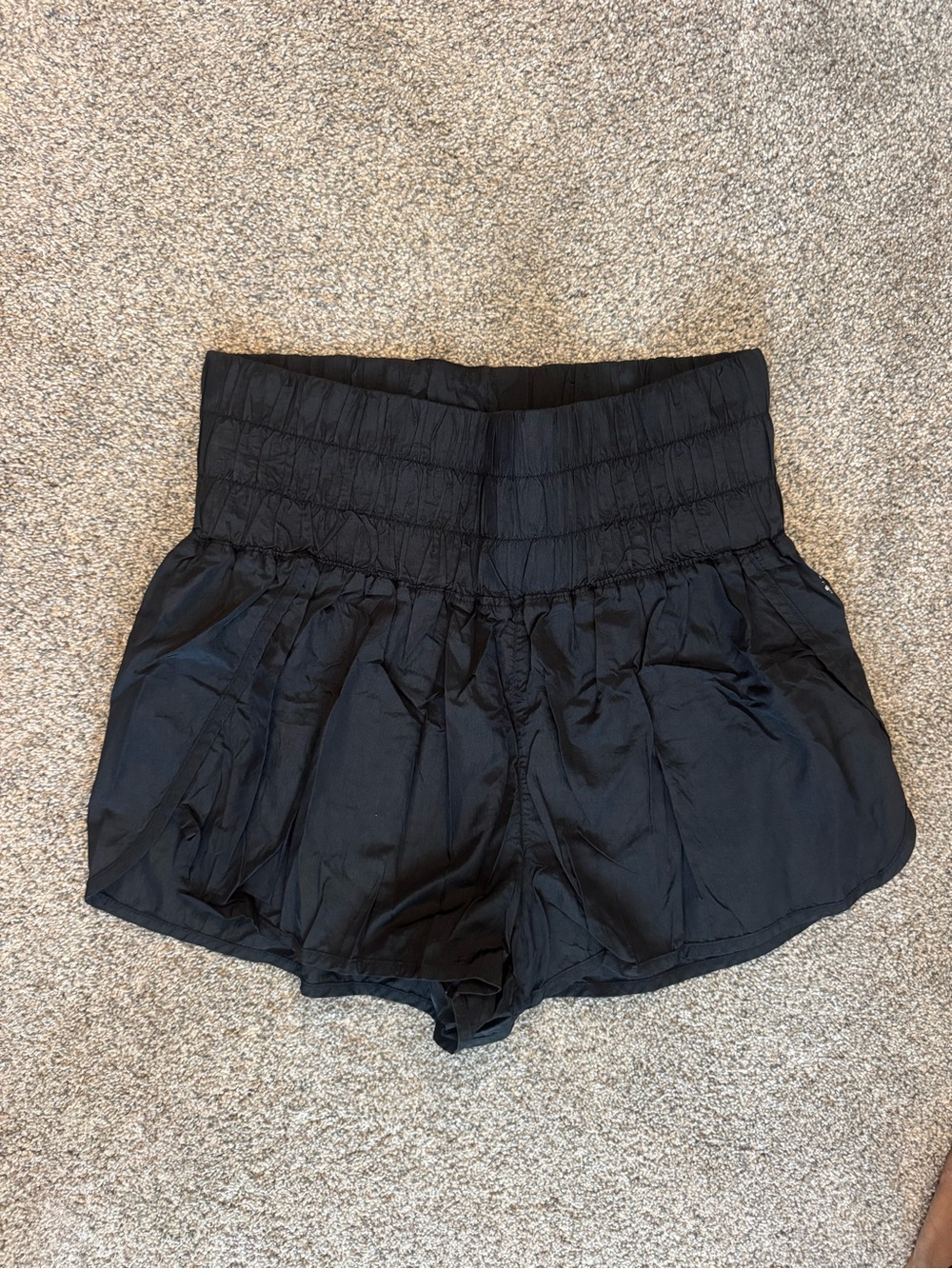 FP Movement by Free People Black High-Waist Smocked Waistband Shorts